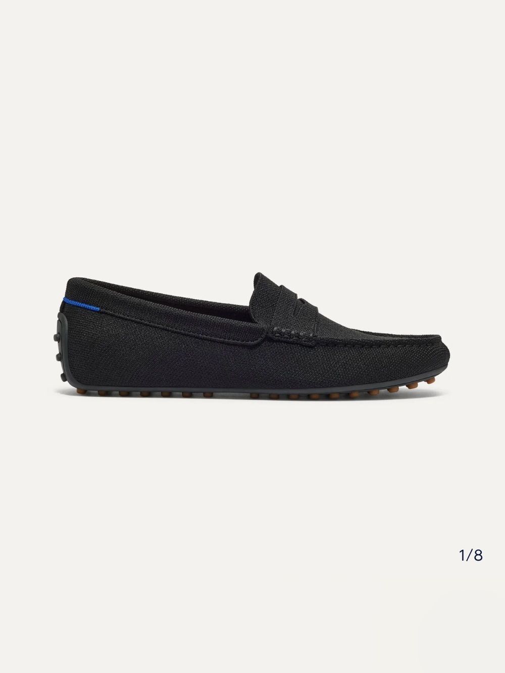Rothy's Men's Black Penny Driving Loafer with Blue Accent Sz 9 New